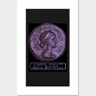 Cleopatra VII coin with cartouche Posters and Art